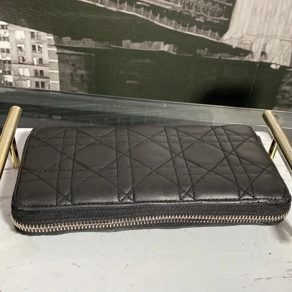 Authentic Christian Dior Cannage Leather Zippy Long Wallet - Picture 14 of 17
